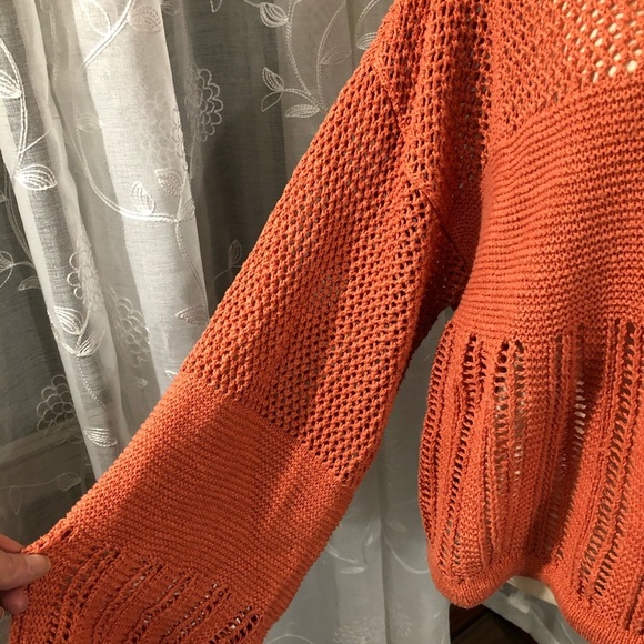 American Eagle  orange sweater tie waist knit SZ XL - Picture 4 of 11